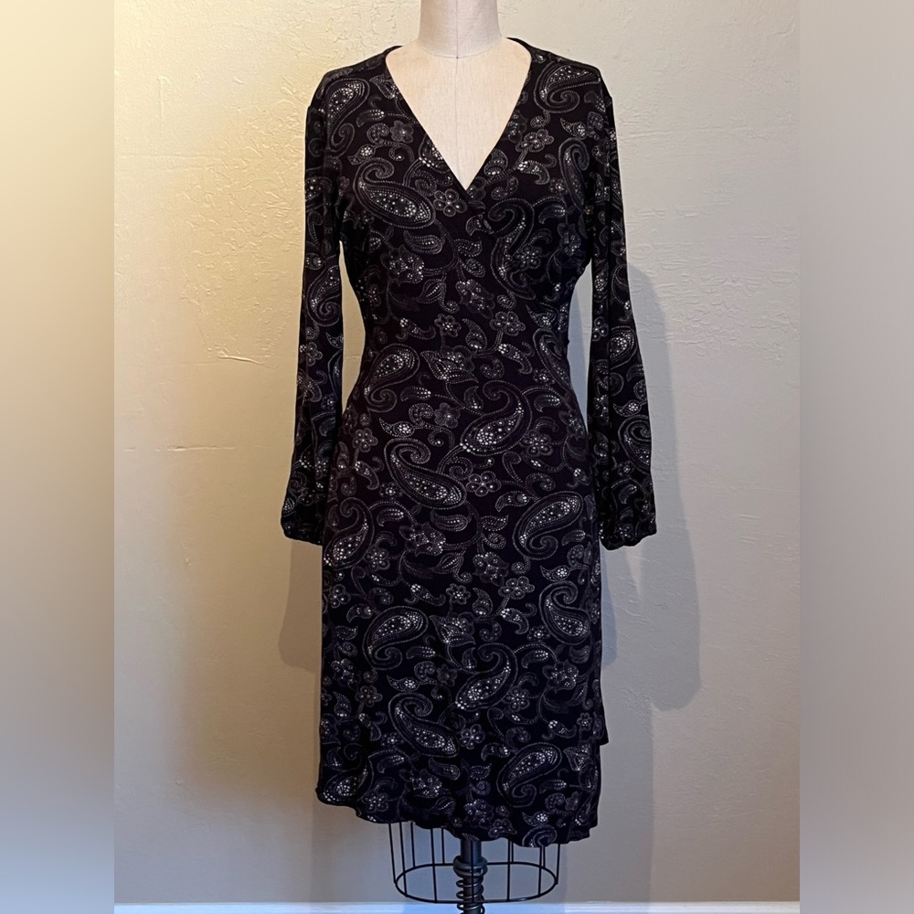 Wraparound, midland, paisley dress, perfect for work or casual social events